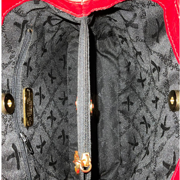 Paloma Picasso Vintage Red Leather Crossbody Bag Top Handle Bag Made in Italy - Picture 7 of 16
